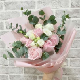 Princess - Pink Roses and White Eustomas Bouquet